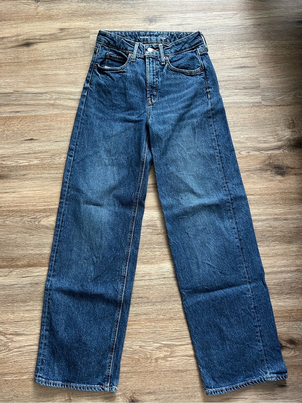 Women's Old Navy Extra High Rise Sky-Hi Wide-Leg Jeans in Dark Blue